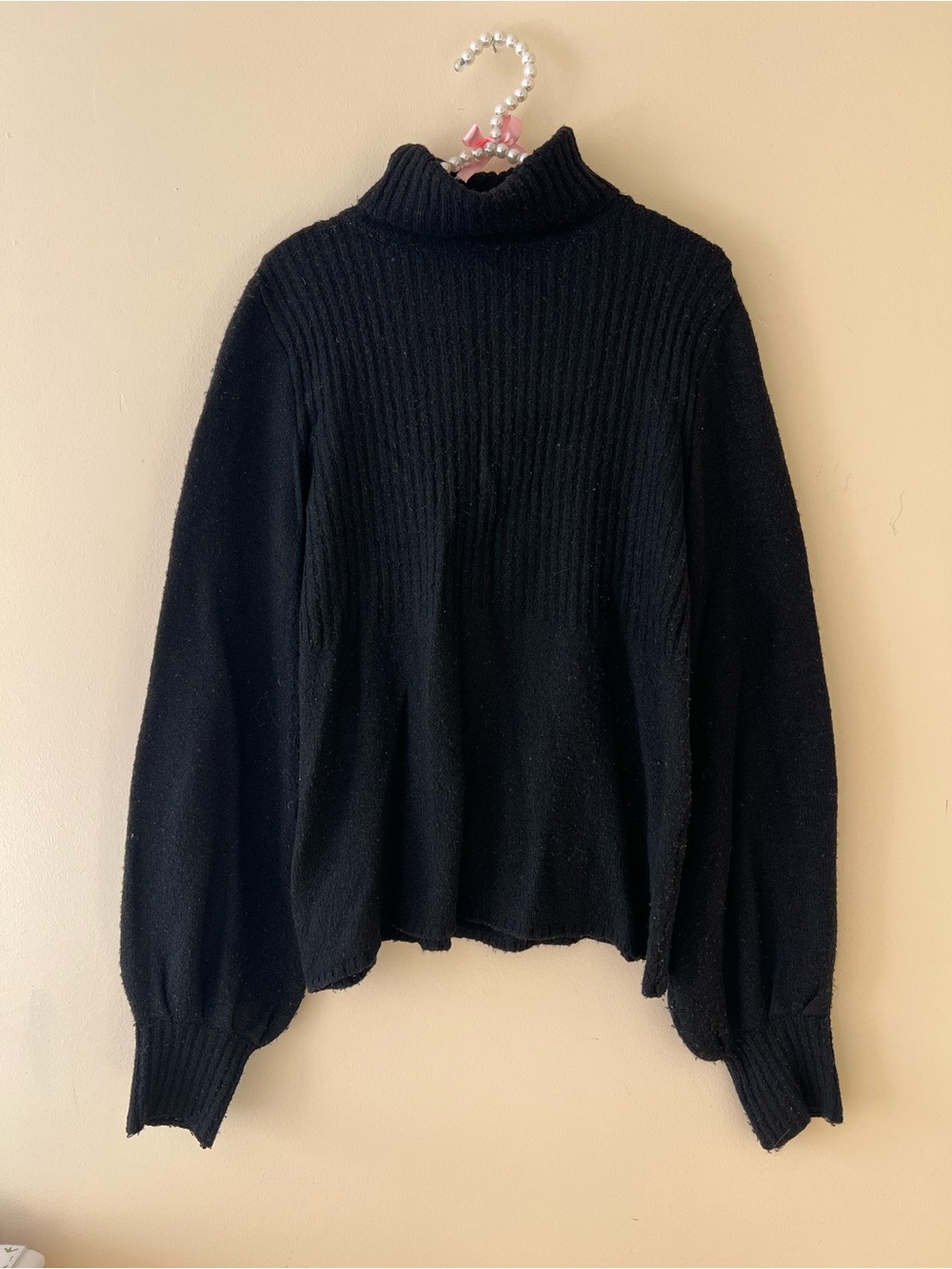 Classic Black Turtleneck Knit Sweater - Women's